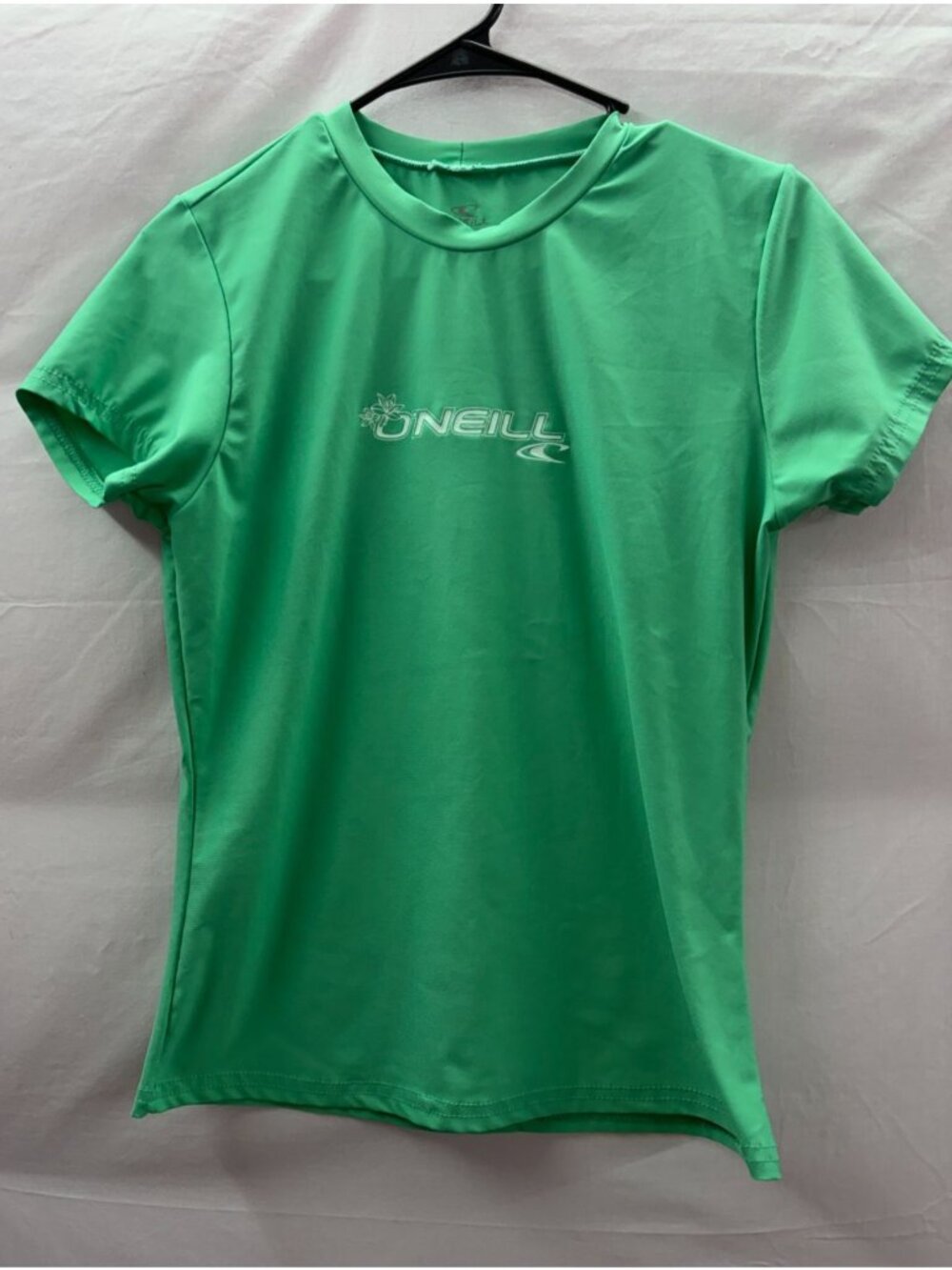ONeill Womens Skins UPF 50+ Rash Guard Green Short Sleeve Swim Shirt Medium